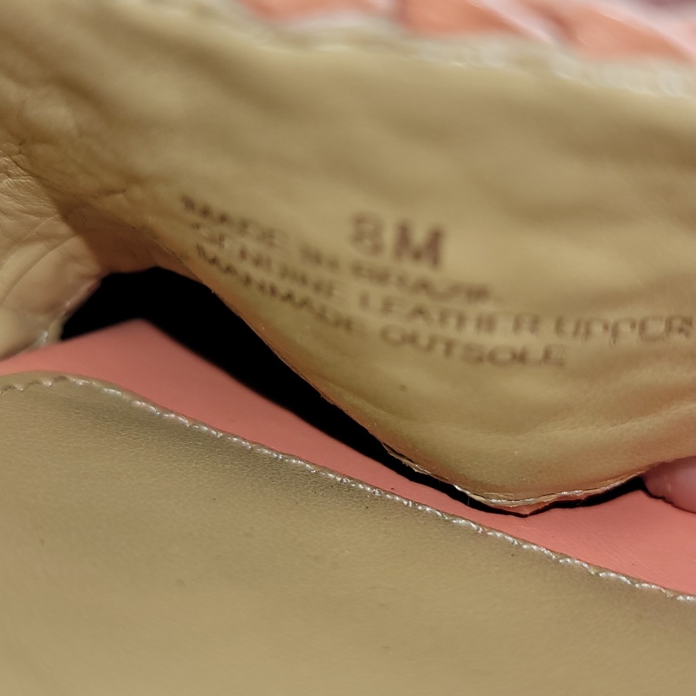 Talbots Leona Woven Leather Flats Sandals Salmon Pink Coral Size 8 M Slip On - Picture 12 of 13